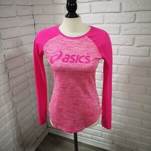 Asics Ladies Size Small Hot Pink Long Sleeves Round Neck & Hem Active Top